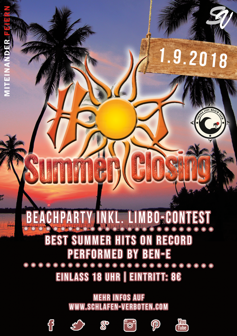 Hot Summer Closing 2018 - Es wird wieder heiß am 1. September 2018 @ Vienna City Beach Club.