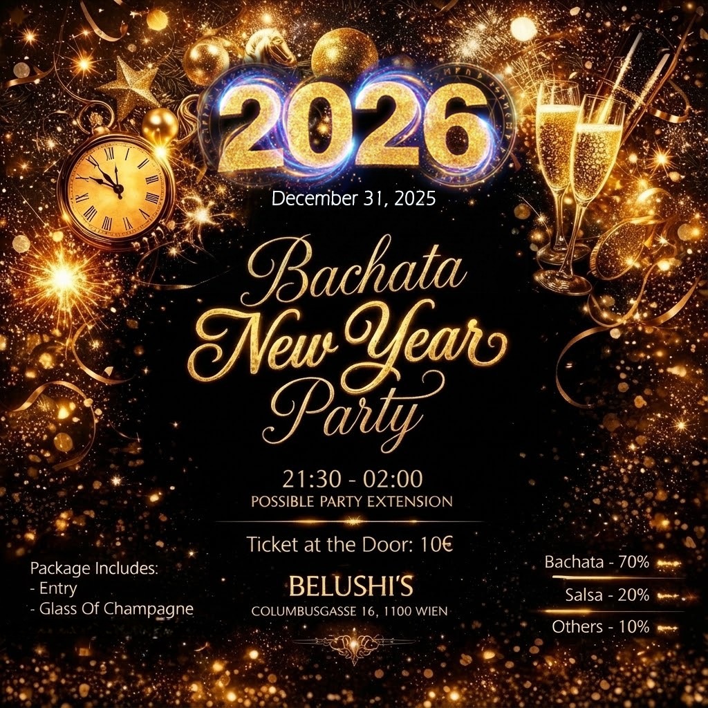 Bachata New Years Eve Party am 31. December 2025 @ Belushis Vienna.
