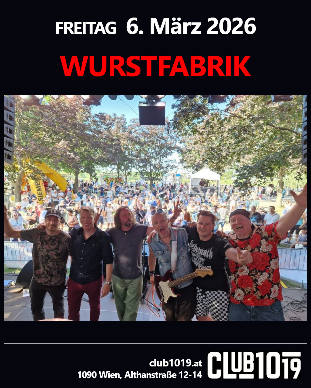 Wurstfabrik am 6. March 2026 @ Club 1019.