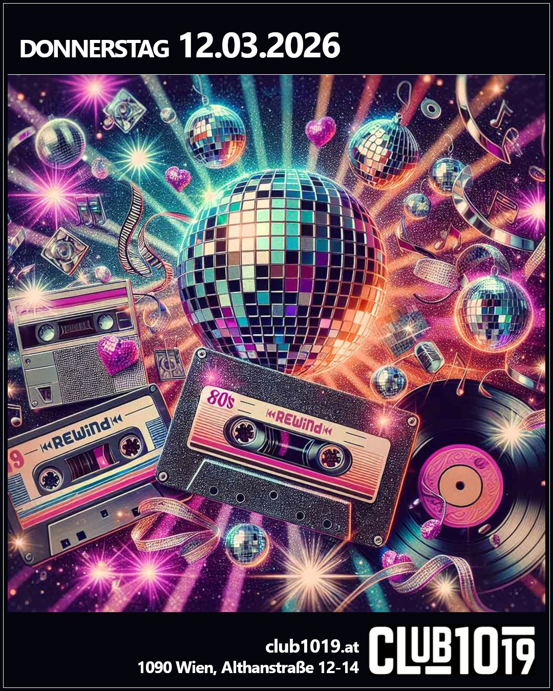 Rewind - 80s Konzert am 12. March 2026 @ Club 1019.