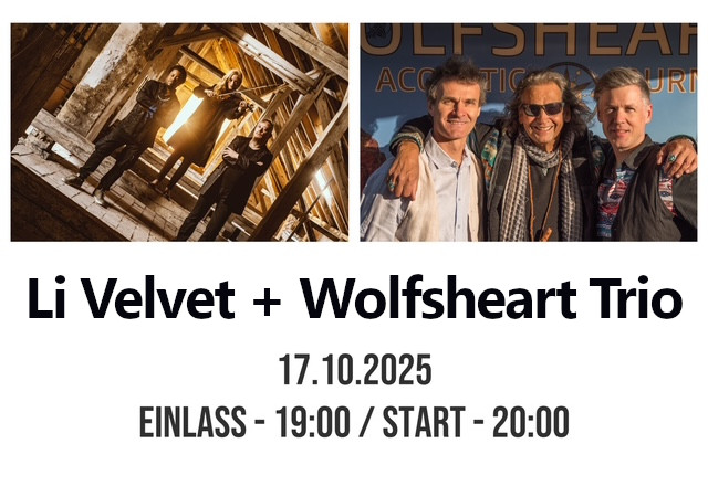 Li Velvet + Wolfsheart Trio am 17. October 2025 @ Club 1019. Li Velvet + Wolfsheart Trio am 17. October 2025 @ Club 1019.
