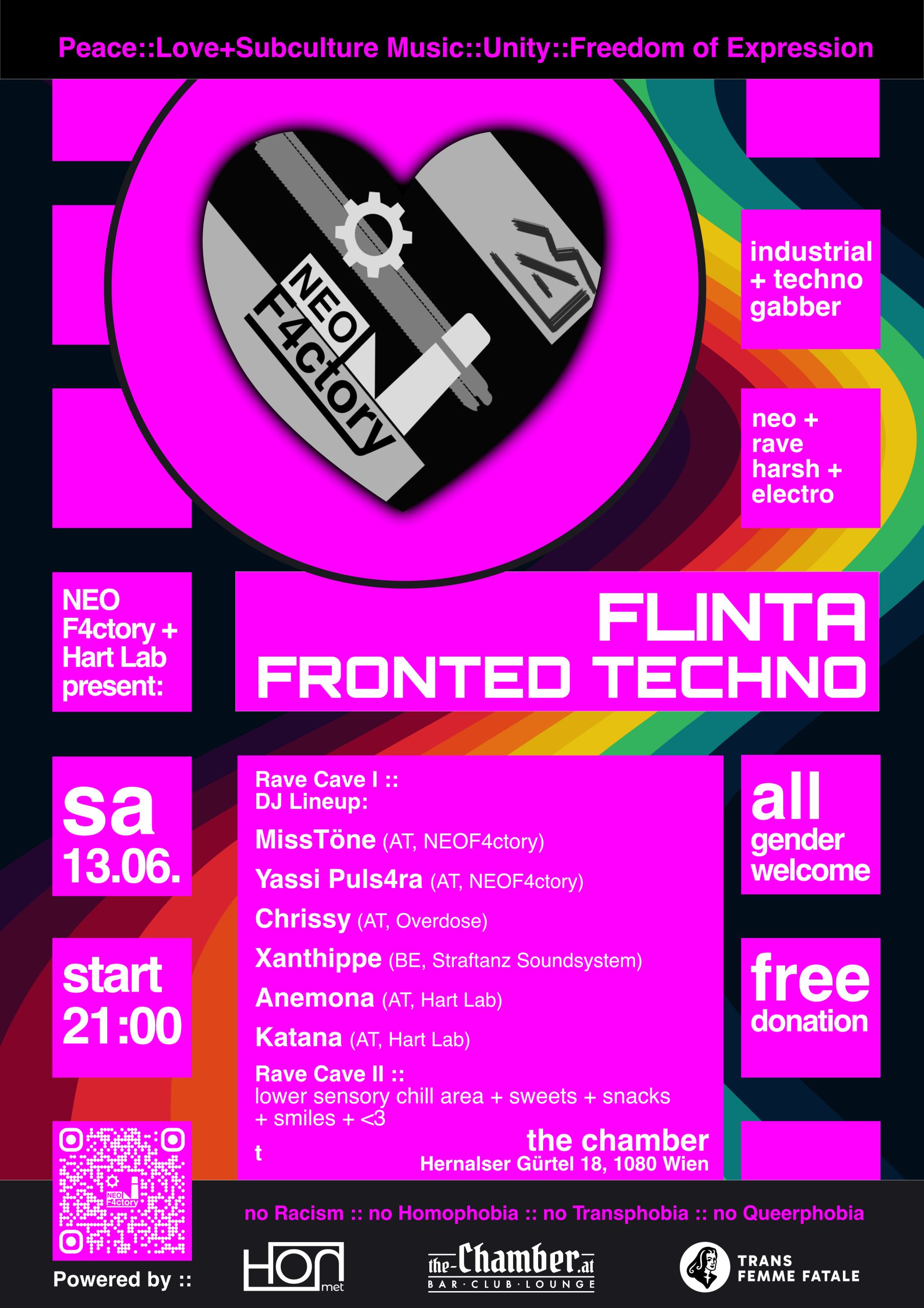 FLINTA FRONTED TECHNO am 13. June 2026 @ the Chamber – Bar | Club | Lounge.