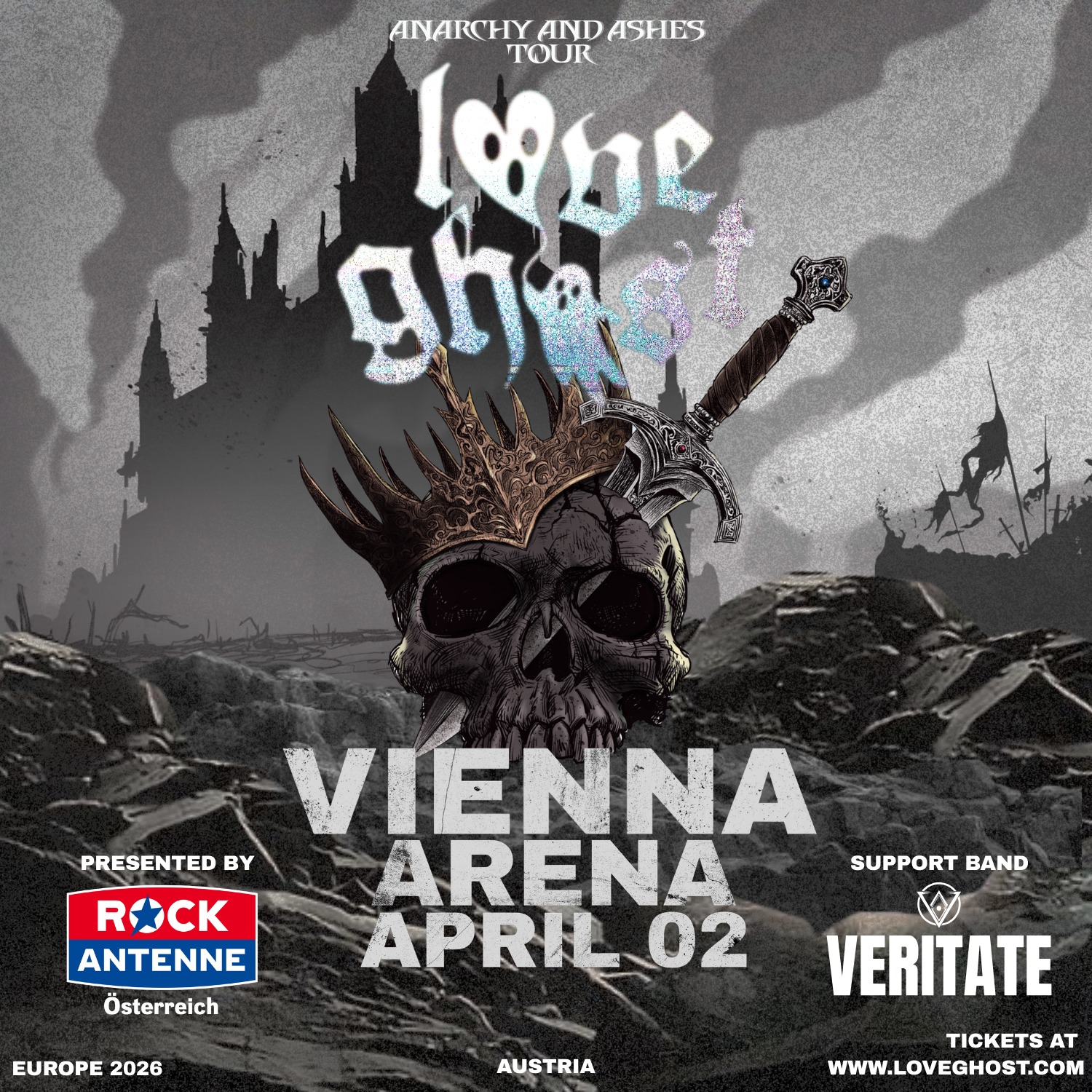 Anarchy and Ashes Love Ghost Tour am 2. April 2026 @ Arena Wien.