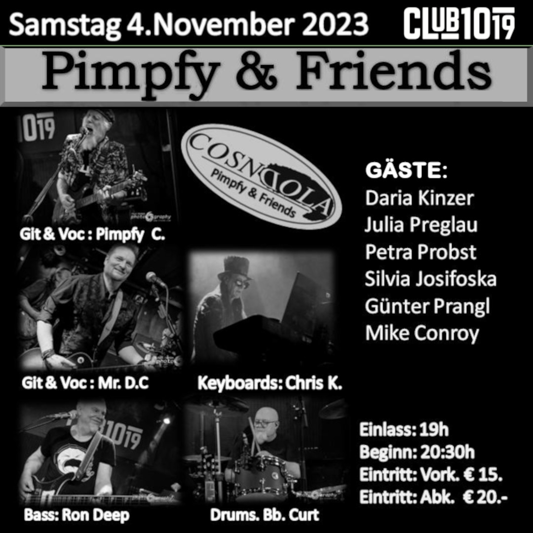 Pimpfy & Friends am 4. November 2023 @ Club 1019. Pimpfy & Friends am 4. November 2023 @ Club 1019.