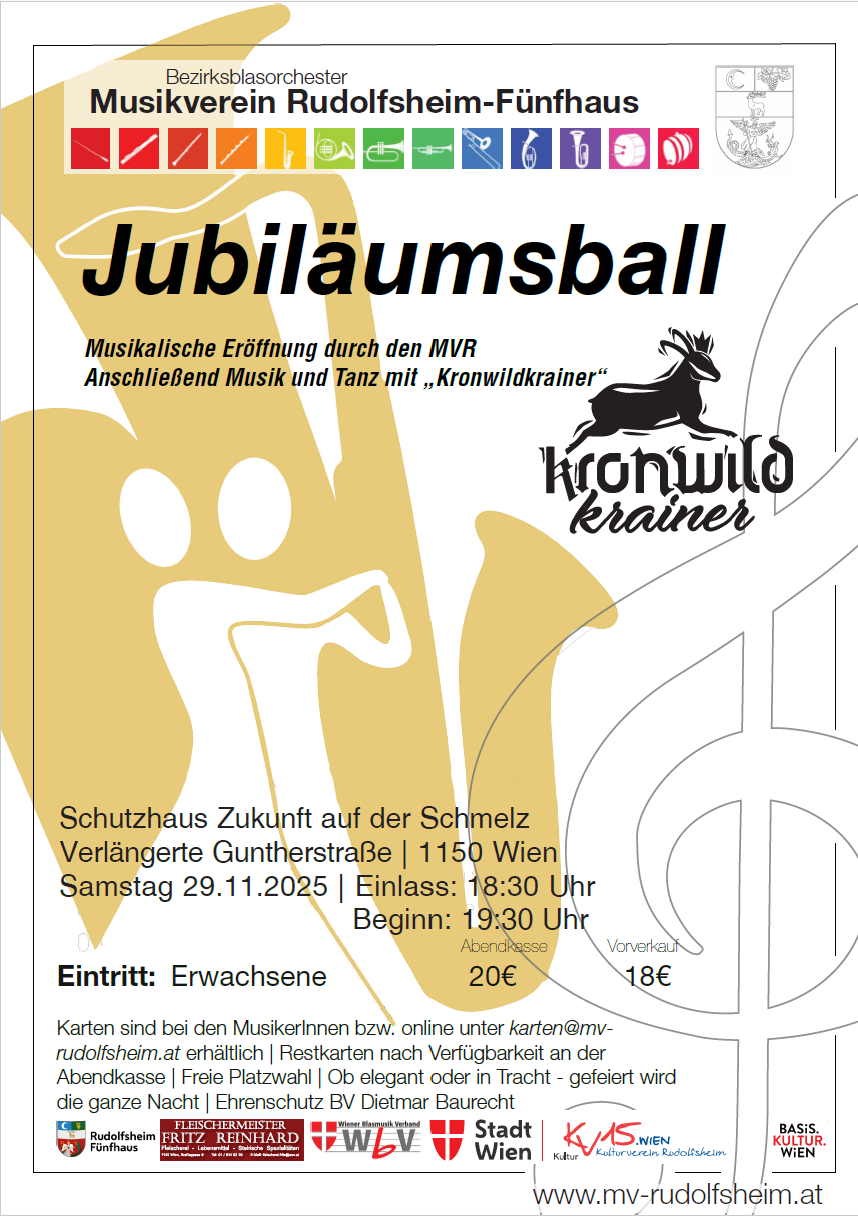 Jubiläumsball des MV Rudolfsheim-Fünfhaus am 29. November 2025 @ Schutzhaus Zukunft auf der Schmelz.