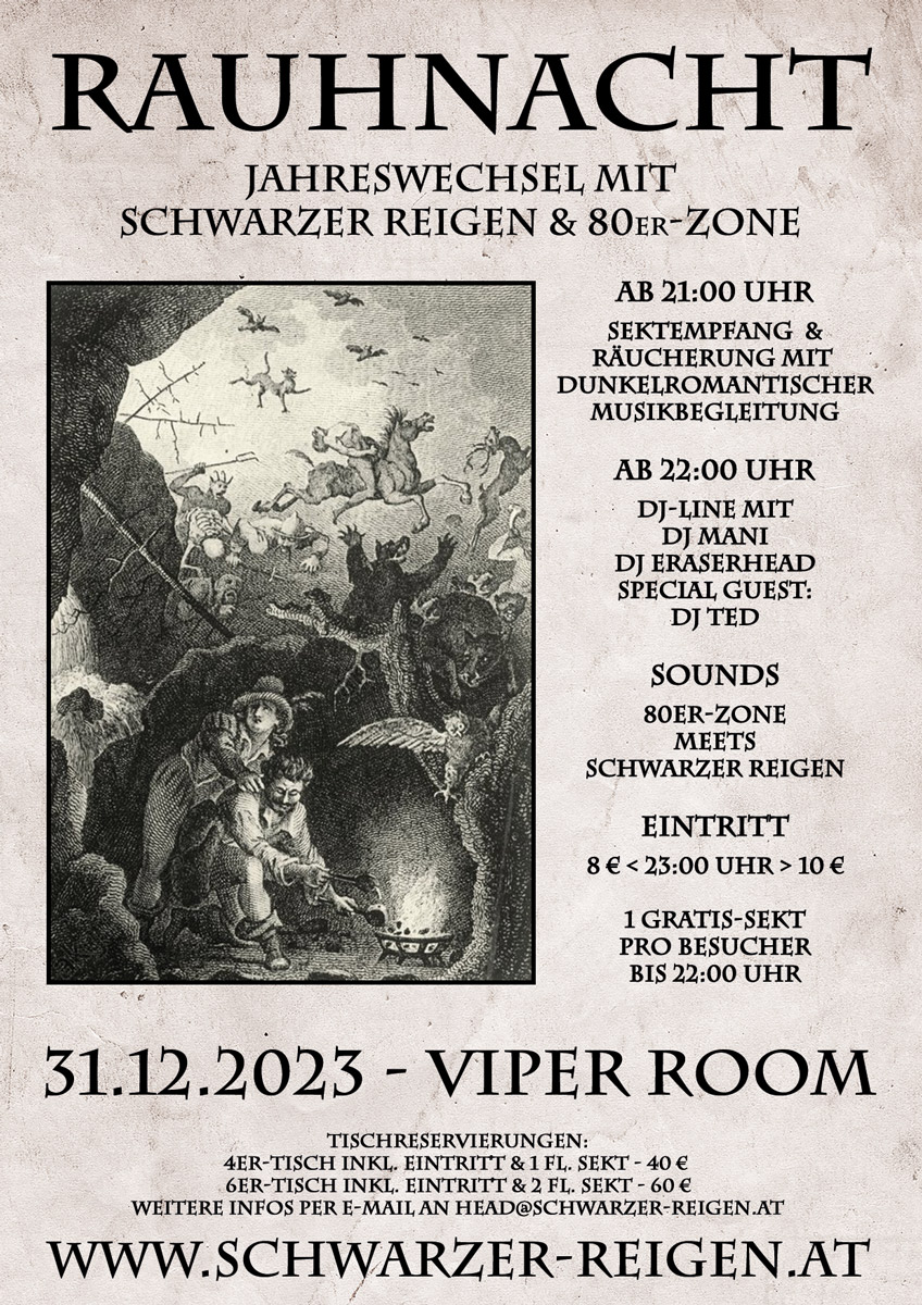 Rauhnacht am 31. December 2023 @ Viper Room. Rauhnacht am 31. December 2023 @ Viper Room.