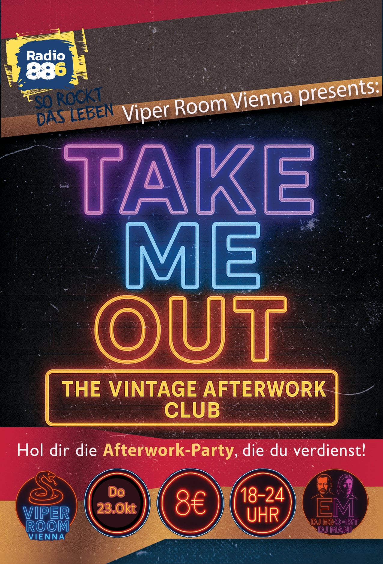 Take Me Out - Vintage Afterwork Club am 23. October 2025 @ Viper Room. Take Me Out - Vintage Afterwork Club am 23. October 2025 @ Viper Room.