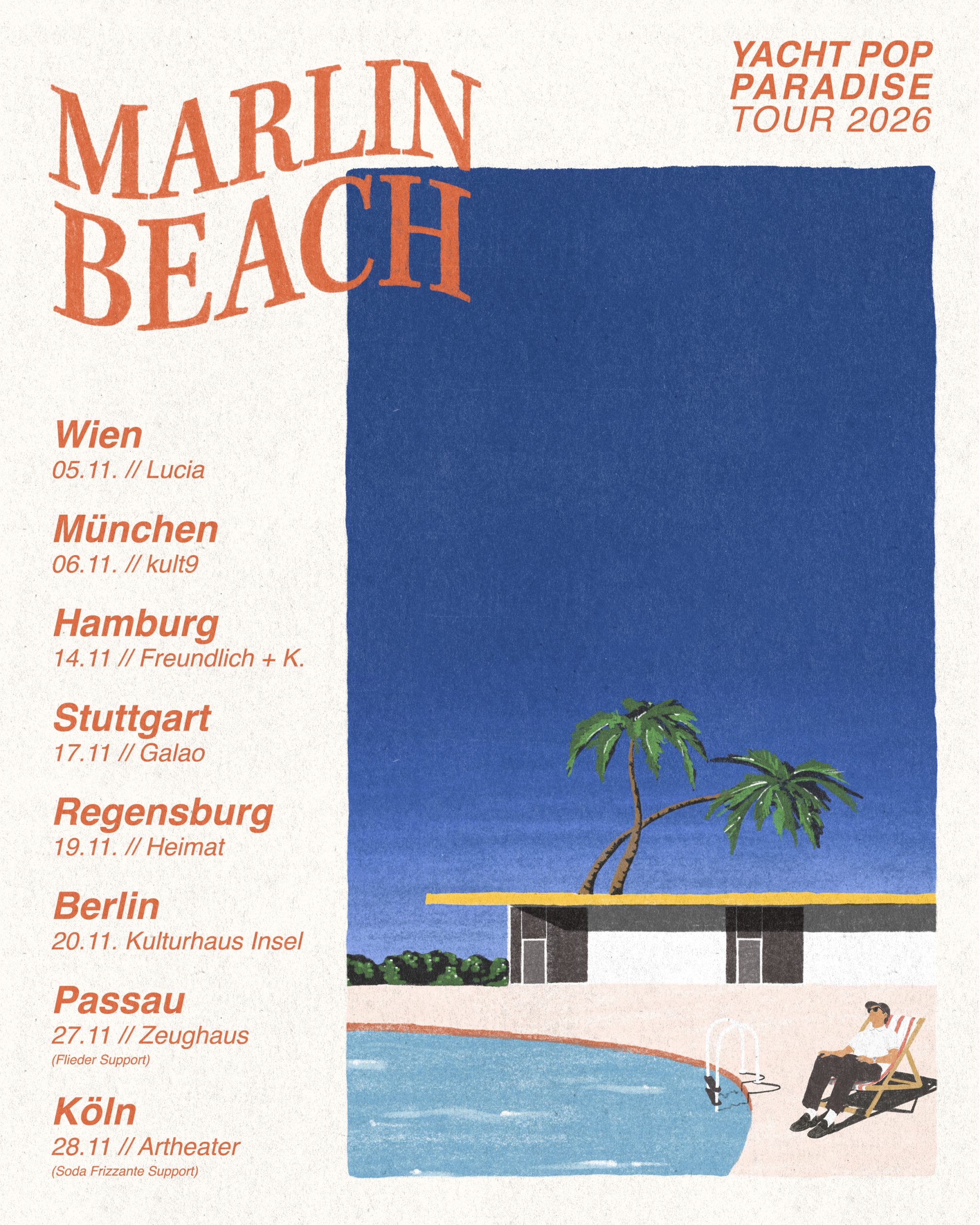Marlin Beach (Yacht Pop) am 5. November 2026 @ Lucia.