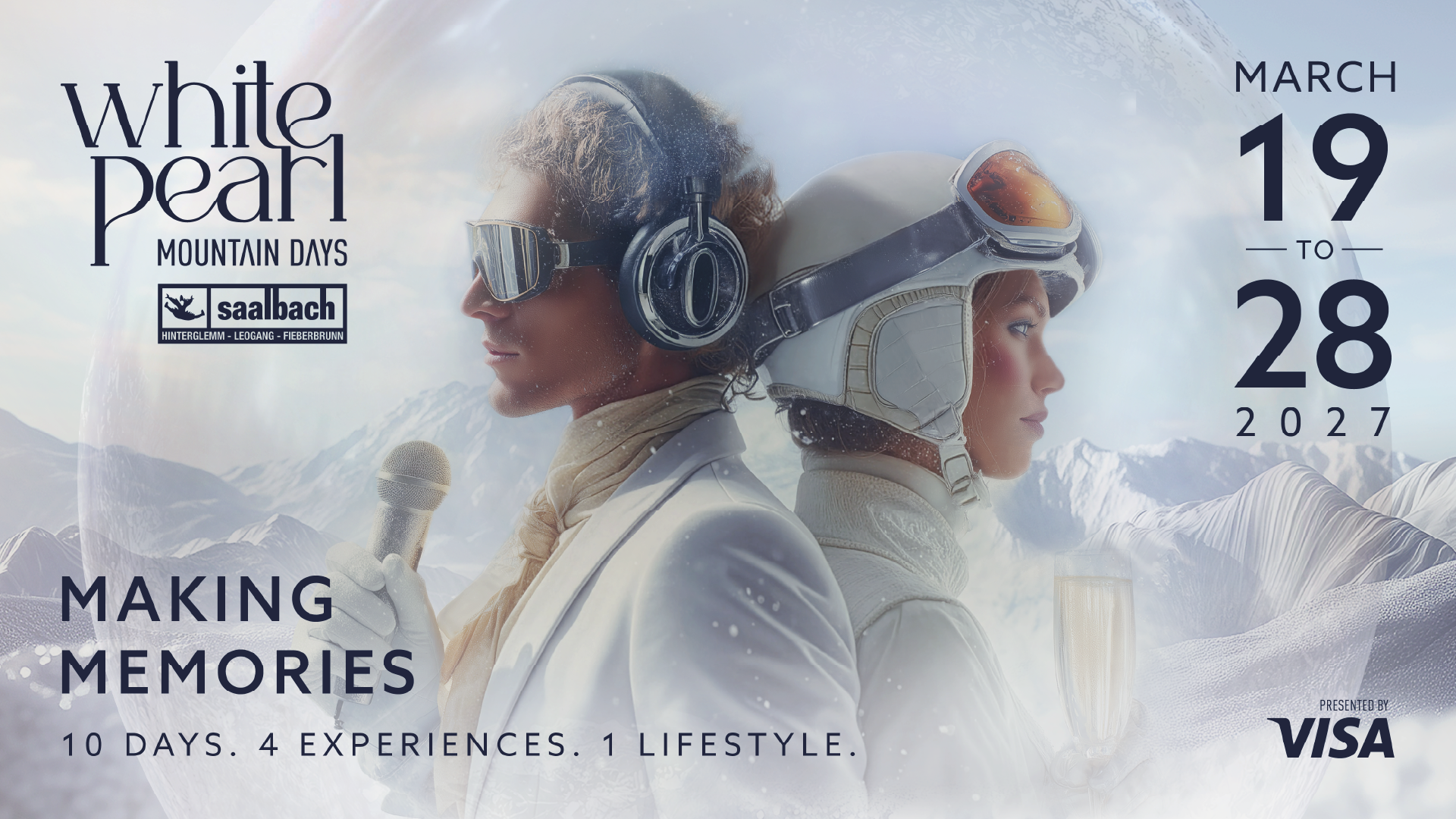 WHITE PEARL MOUNTAIN DAYS 2027 am 19. March 2027 @ Skicircus Saalbach Hinterglemm Leogang Fieberbrunn.