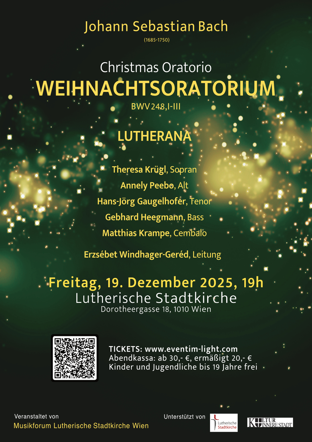 J.S. Bach Weihnachtsoratorium Teile I-III, BWV 248 am 19. December 2025 @ Lutherische Stadtkirche Wien.
