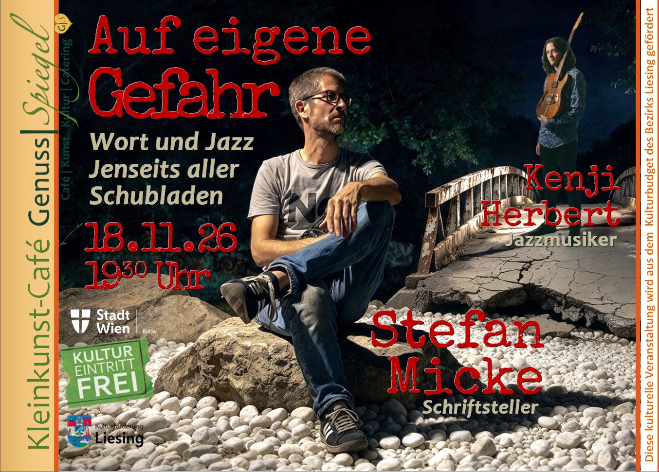 GenussSpiegel präsentiert: Auf eigene Gefahr am 18. November 2026 @ Café Genuss-Spiegel.
