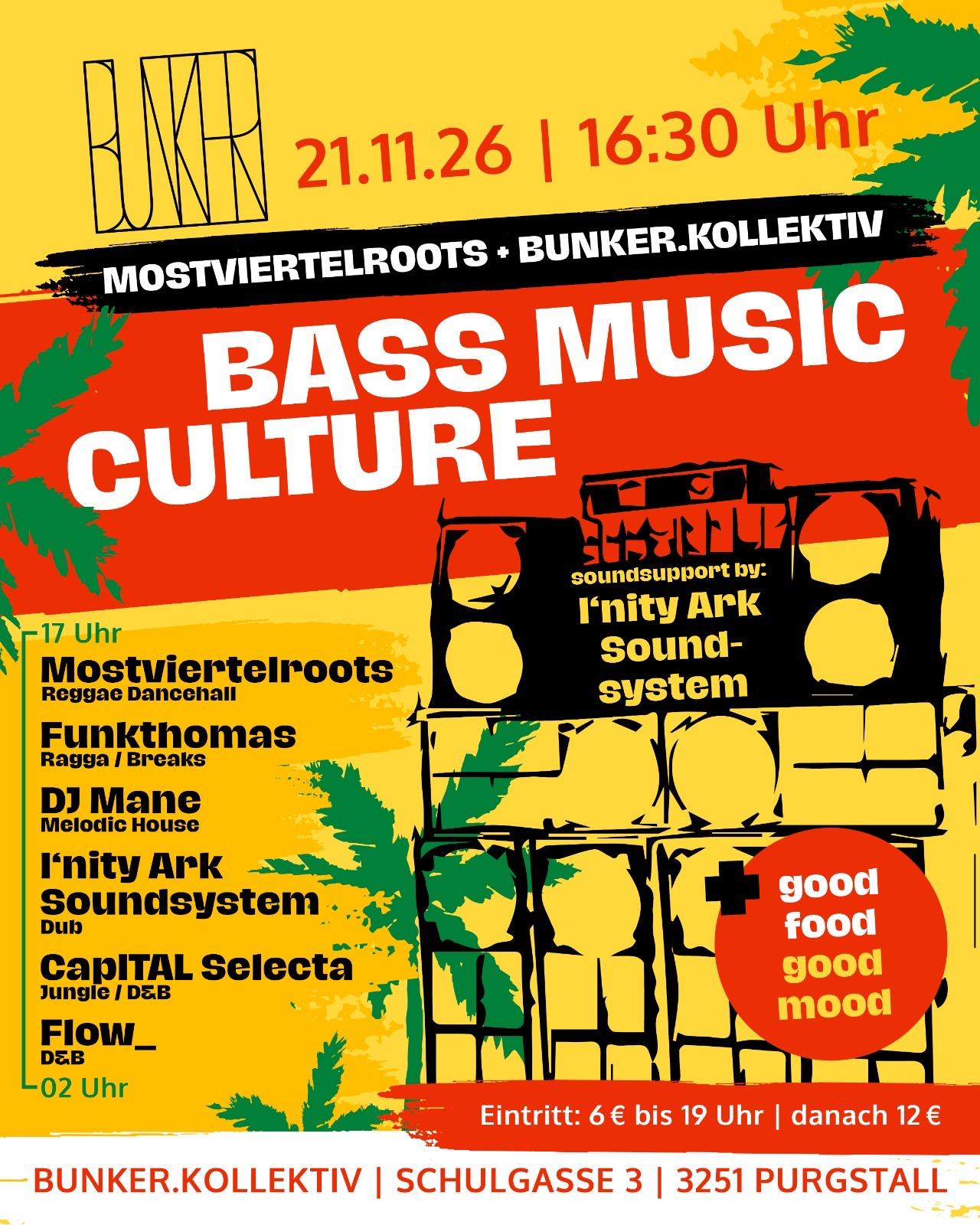 Bass Music Culture am 21. November 2026 @ bunker kollektiv.