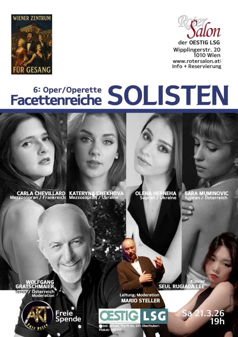 Facettenreiche SOLISTEN: Oper & Operette am 21. March 2026 @ Roter Salon der OESTIG LSG.