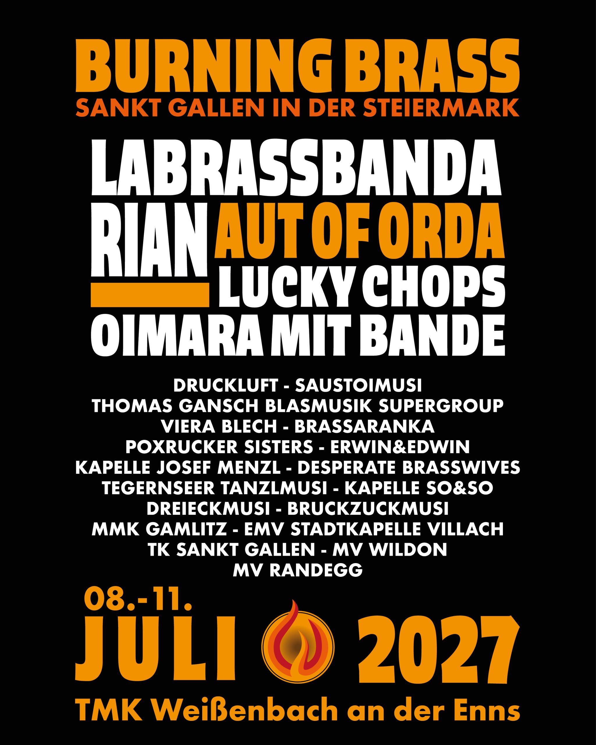 Burning Brass Festival 2027 am 8. July 2027 @ Sankt Gallen Steiermark.