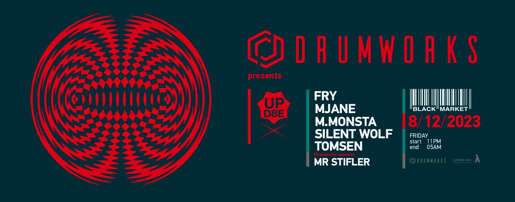 Drumworks presents Upd8e @ Black Market am 8. December 2023 @ Black Market. Drumworks presents Upd8e @ Black Market am 8. December 2023 @ Black Market.