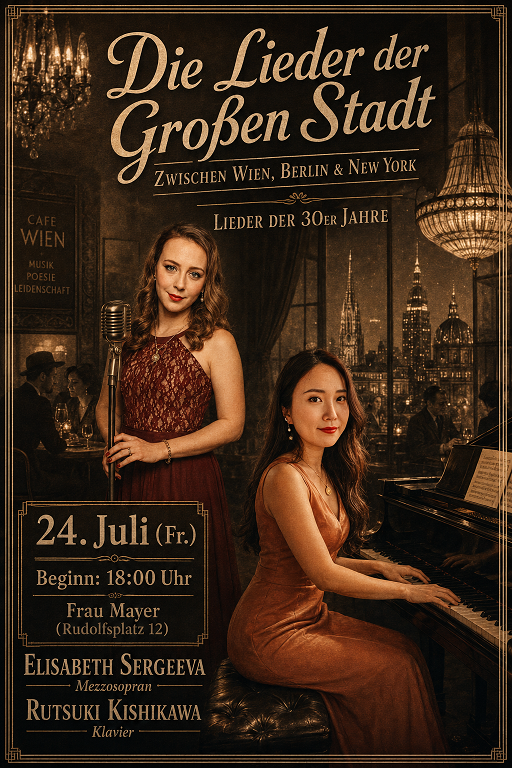 Die Lieder der Großen Stadt – Zwischen Wien, Berlin & New York am 24. July 2026 @ Frau Mayer.