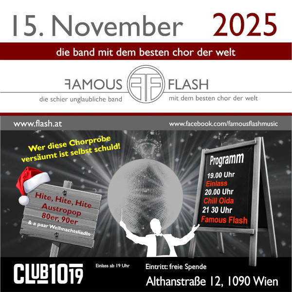 Famous Flash + Fame Oida am 15. November 2025 @ Club 1019.