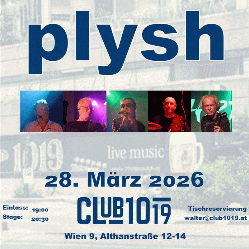 Plysh am 28. March 2026 @ Club 1019.