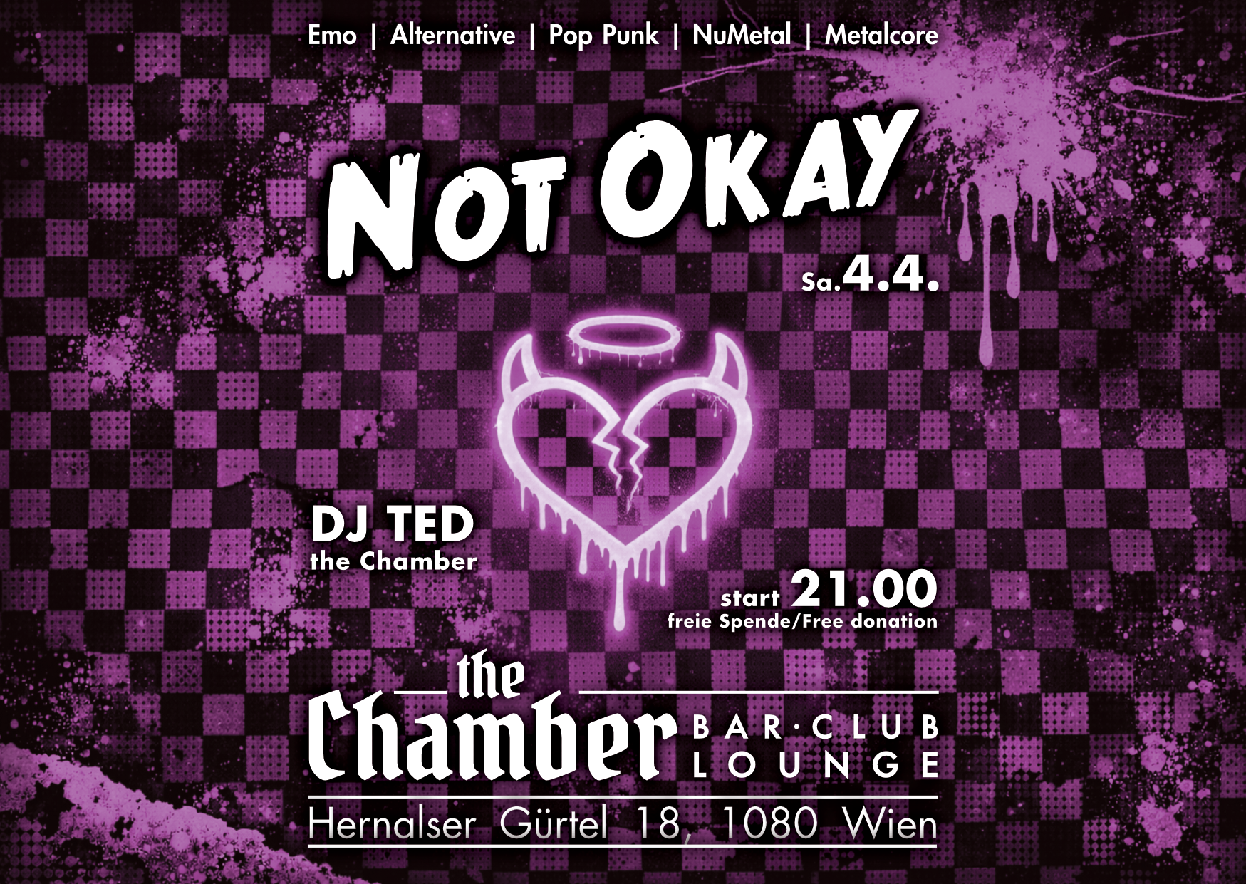 Not Okay - Emo Party am 4. April 2026 @ the Chamber – Bar | Club | Lounge.