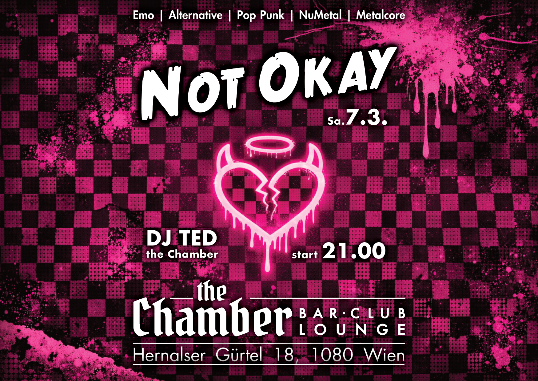 Not Okay - Emo Party am 7. March 2026 @ the Chamber – Bar | Club | Lounge.