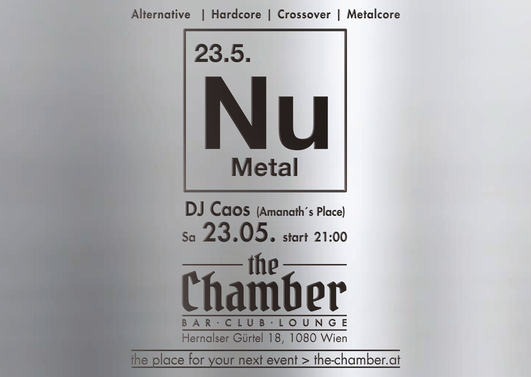 Nu Metal am 23. May 2026 @ the Chamber – Bar | Club | Lounge.
