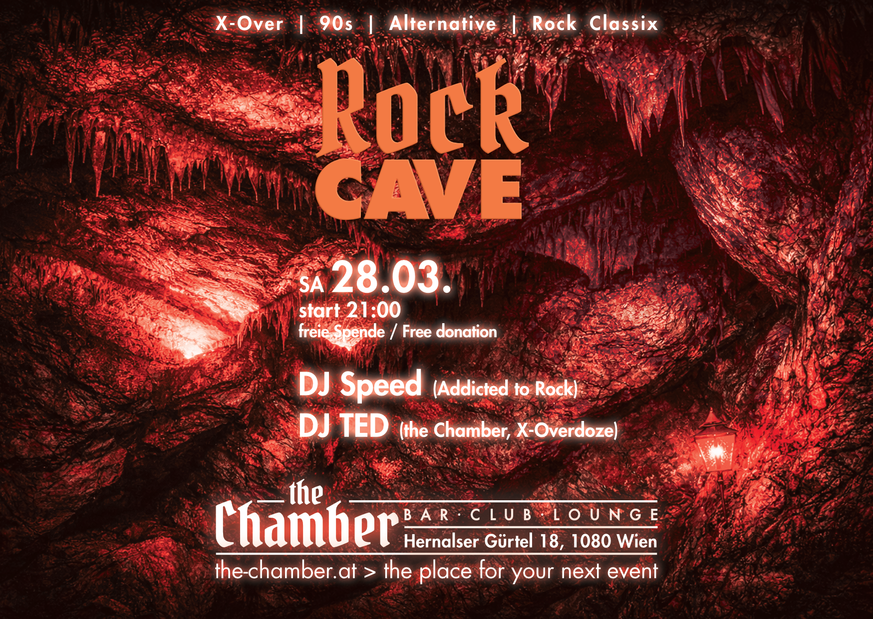 Rock Cave am 28. March 2026 @ the Chamber – Bar | Club | Lounge.