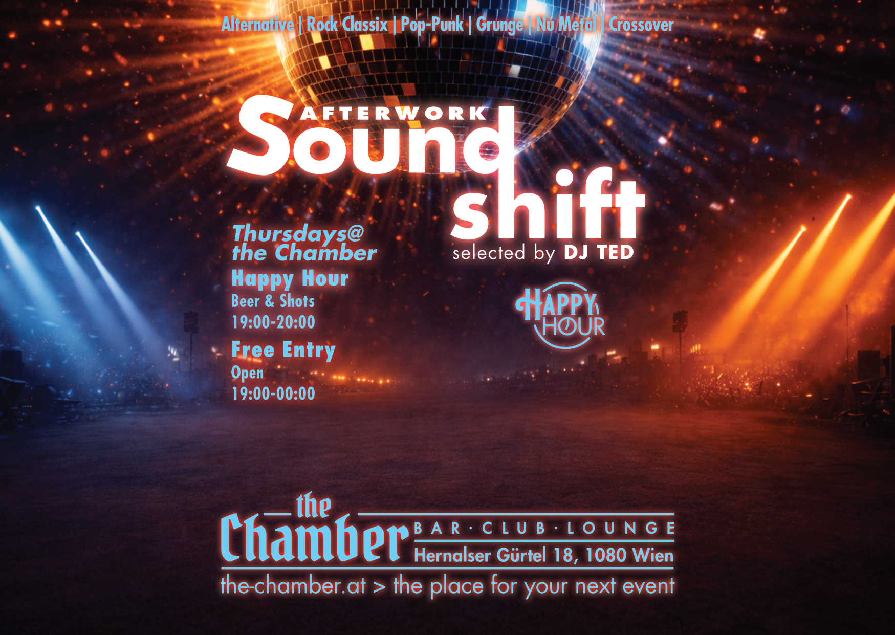 SoundShift - Afterwork X-Over am 5. March 2026 @ the Chamber – Bar | Club | Lounge.