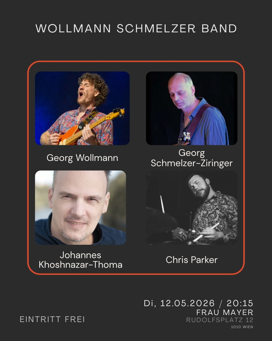 Wollmann Schmelzer Band am 12. May 2026 @ Frau Mayer.