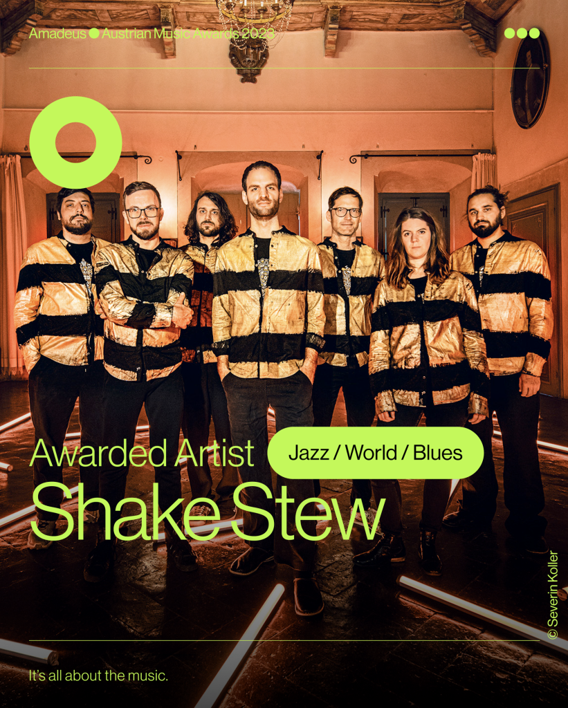 Die Gewinner der Kategorie Jazz/World/Blues sind Shake Stew