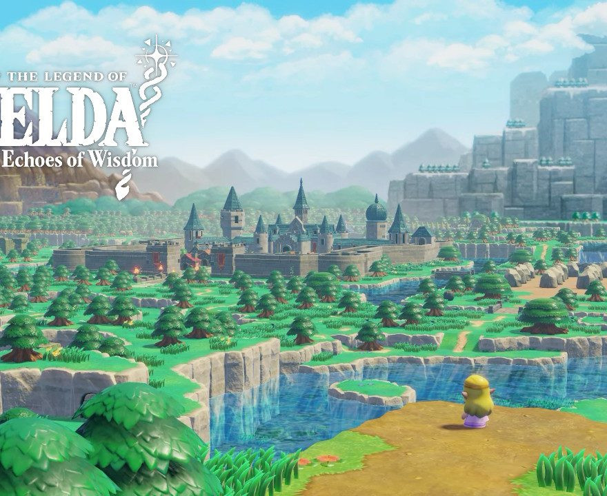 Prinzessin Zelda steht vor der Welt von Hyrule